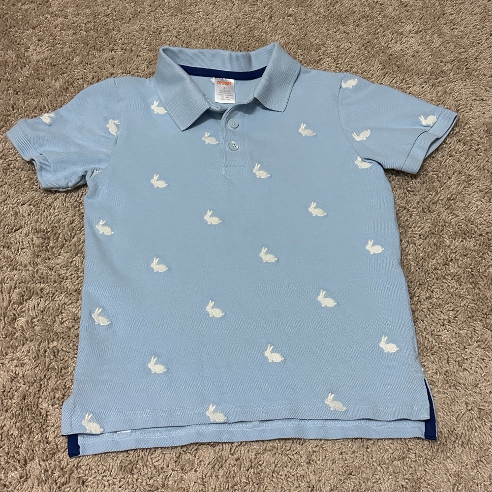 Gymboree Light Blue Polo with White Bunny Print